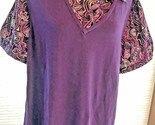 Women’s Fred David 22-24W Blouse Top Rayon Nylon Top Purple Black  SKU 0... - £5.48 GBP