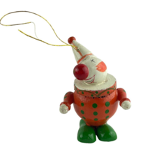 German Christmas Ornament Happy Clown Green Shoes Handmade Hand Painted - $239.08 MXN
