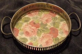 Vintage Decorative Tin &amp; Acrylic Candle Base - Made In Germany - Floral Pattern - £9.26 GBP