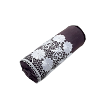 Decorative Bolster Pillow, Chocolate Velvet, White Lace, Decorative Button 6x16&quot; - £43.29 GBP