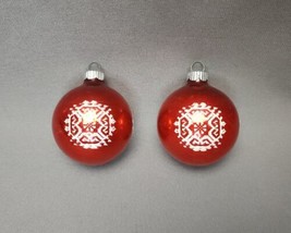 Vintage Shiny Brite Mercury Glass Christmas Ornaments Red Mica Stencil Set of 2 - £17.40 GBP