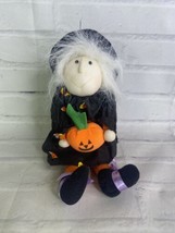 Fun World Witch Plush Doll Halloween Toy Black Hat Candy Corn Dress Pumpkin - $10.39