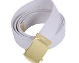 MILITARY ARMY NAVY ROTC WHITE WEB BELT GOLD BUCKLE ADJUSTABLE 19&quot; - 45&quot; ... - £11.50 GBP