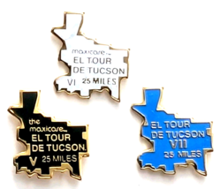 El Tour de Tucson 25 Miles Pins Lot  3 V VI VII Arizona Cycling Event Ma... - €17,00 EUR