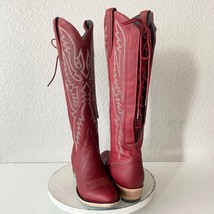 Lane MONICA Knee High Womens Cowboy Boots 8 Red Western Cowgirl Lace Up ... - $391.05