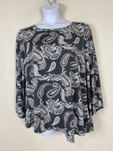 Avenue Womens Plus Size 18/20 (1X) Gray Paisley Floral Stretch Top 3/4 Sleeve - £11.59 GBP