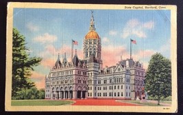 Vtg Connecticut State Capitol Post Card Linen Curteich Art Colortone Posted 46 - £3.16 GBP