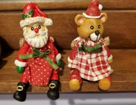 2 Christmas Shelf Sitters- Russ Berrie &amp; Co. Santa &amp; Bear Approx 3.5&quot; L - £19.32 GBP