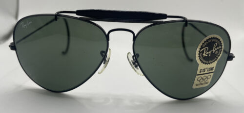 Vintage B&L Ray Ban 1992 Olympics Black Aviator G-15 Lens Sunglasses Wrap Around - $593.99