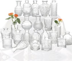 Glass Bud Vase Set Of 22, Small Vases For Flowers, Clear Centerpieces, Mini In - £38.88 GBP