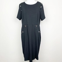 Eloquii 3/4 Sleeve Shift Dress Plus Size 20 Black With Silver Button Detail - £22.34 GBP