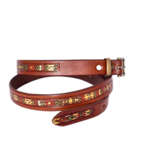 Women s Brown Belt With Aztec Design Size XL - $15.34