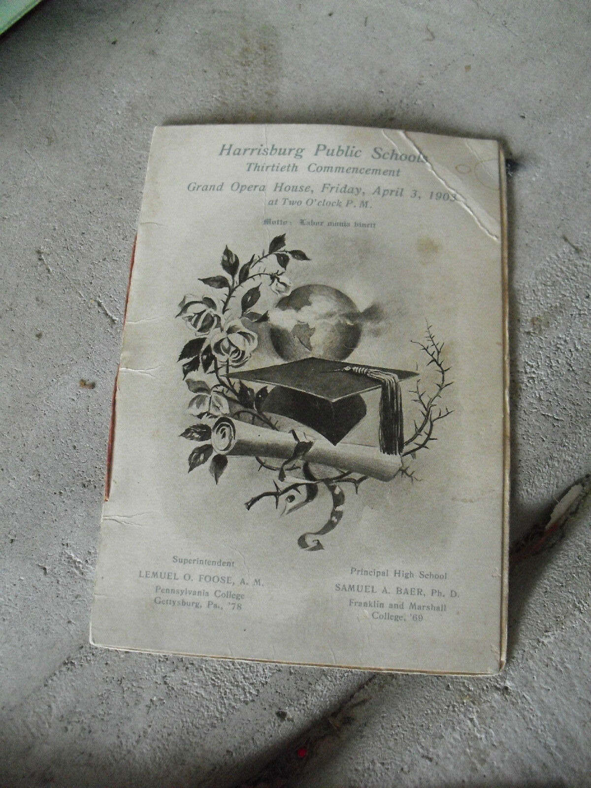 Vintage 1903 Booklet - Harrisburg Public Schools Commencement - $16.83