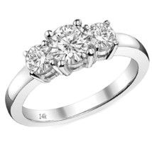 1.60ct Women&#39;s Unique Round Three Stone Moissanite 14K WG Basket Engagement Ring - £681.24 GBP