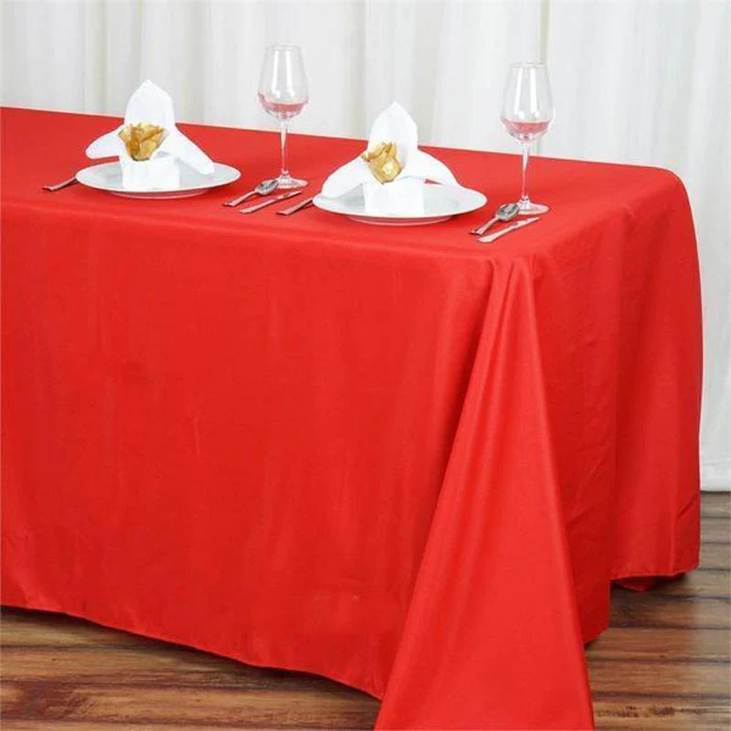 Red - 10PCS 90x132&quot; Polyester Rectangle Tablecloths Wedding Party - £180.70 GBP
