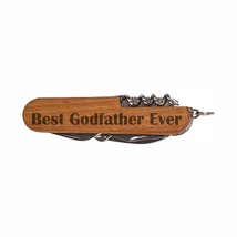 Best Godfather Ever Wooden 8-Function Multi-Tool Pocket Knife Laser Engr... - £11.71 GBP