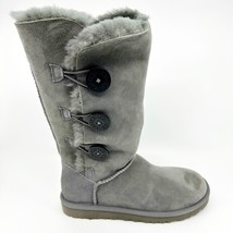 UGG Bailey Button Triplet Grey Womens Sheepskin Suede Tall Boots - £114.63 GBP