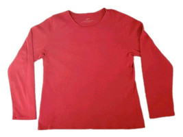 J. Jill T-Shirt Women L Large Red Long Sleeve 100% Cotton Compassion Tee - £11.09 GBP