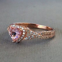 1.50CT Coeur Simulé Saphir et Diamant Halo Bague de Fiançailles Plaqué or Rose - £99.52 GBP