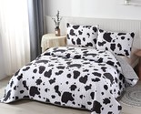 Black And White Cow Print Quilt Set King Size Bedding Set Reversible Bed... - £65.64 GBP