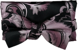 Stacy Adams Men&#39;s Bow Tie Hanky Lilac N Rose Black Floral Handmade 2.5&quot; Wide - £17.08 GBP