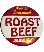 Vintage Subway New &amp; Improved Roast Beef Ad Pin Lapel Jacket Pinback Button - $9.90