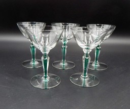 Vintage Morgantown Fischer Green Filament Stem 3 oz Cordial Glasses Lot ... - $149.99