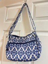 Vera Bradley Cobalt Tile Blue &amp; White Handbag Shoulder Bag Adjustable St... - £29.35 GBP