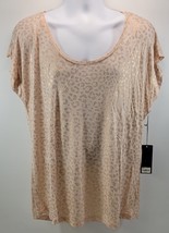 L) Jennifer Lopez Leopard Print Shirt Blouse Peach XL Petal Blush 100% M... - $11.87