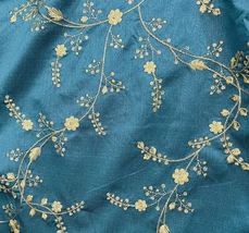 Indian Blue gold Embroidered Fabric, Dress, Gown, Drapery Bridal Wedding - NF689 - £9.75 GBP+