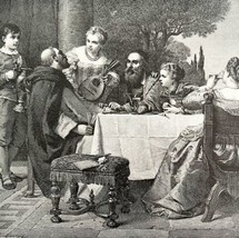 A Fete At The House Of Titian Print Victorian 1894 Art Music Mandolin DWT2 - $39.99