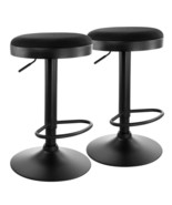 Elama 2 Piece Backless Adjustable Fabric Bar Stool in Black with Black Base - $240.60 CAD