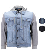 CS Men&#39;s Distressed Ripped Stretch Denim Jean Jacket with Removable Hood - $823.03 MXN