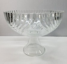 Vintage Tiara Trillium Footed Pressed Glass Bowl Pedestal Clear Decorative Large - £15.77 GBP