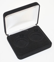 Black Felt Coin Display Gift Metal Deluxe Plush Box Holds 2-Half Dollars Us Jfk - £6.82 GBP