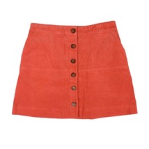 FASHION ON EARTH Button Front Peach-Orange Corduroy Mini Skirt, Women&#39;s L - $19.35