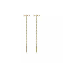 Anyco Fashion Earrings Gold 925 Sterling Simple Synthetic Pearl Chain Ta... - £15.49 GBP