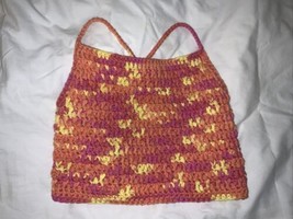 Crochet Boho Summer Handmade Halter Neck Ribbed Top XS - £15.86 GBP