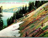 Carrying Canoe Down Steep Banks of Crater Lake Oregon OR 1910 DB Postcar... - $6.88