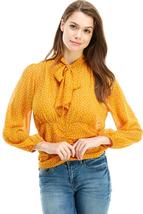 Pin Dot Tie Neck Elastic Waist Long Sleeve Blouse - £28.11 GBP