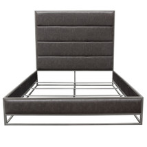 Empire Eastern King Bed in Weathered Grey PU with Hand brushed Silver Metal Fram - £1,271.35 GBP