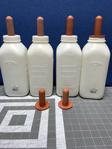 Little Giant 2 quart Screw-On Nursing 4 Bottles 6 Nipples 3 Screw Caps Lot - $29.02