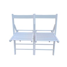 White Solid Wood Folding Chair Set of 2 - Elegant &amp; Comfortable - $88.99