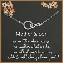 Mothers Day Gift for Mom, Mother Son Necklace, 925 Sterling Silver Infinity Neck - £19.98 GBP