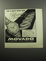 1951 Movado Calendomatic Watch Ad - For a date with time self-winding calendar  - £14.73 GBP