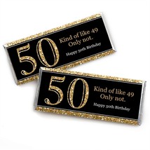 Adult 50th Birthday Gold Candy Bar Wrappers Party Favors Set of 24 - $15.83