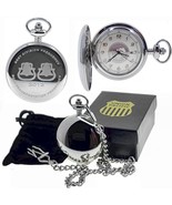 Memorial Silver UNION PACIFIC Locomotive Pocket Watch 47 MM with Date NI... - $62.90 CAD
