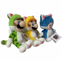 Super Mario 3D World Plush Cat Mario Cat Luigi Cat Toad Fun Gift Lot Of 3 Bundle - £45.32 GBP