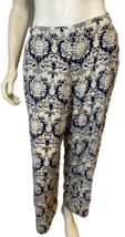 Solitaire Blue and Off White Floral Print Pants Size M - £11.26 GBP