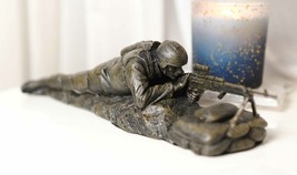 US Marine Soldier Machine Gunner Devil Dog Warrior On Bipod Stand Statue - $36.99